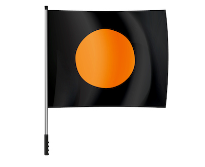 Drapeau noir avec un cercle orange